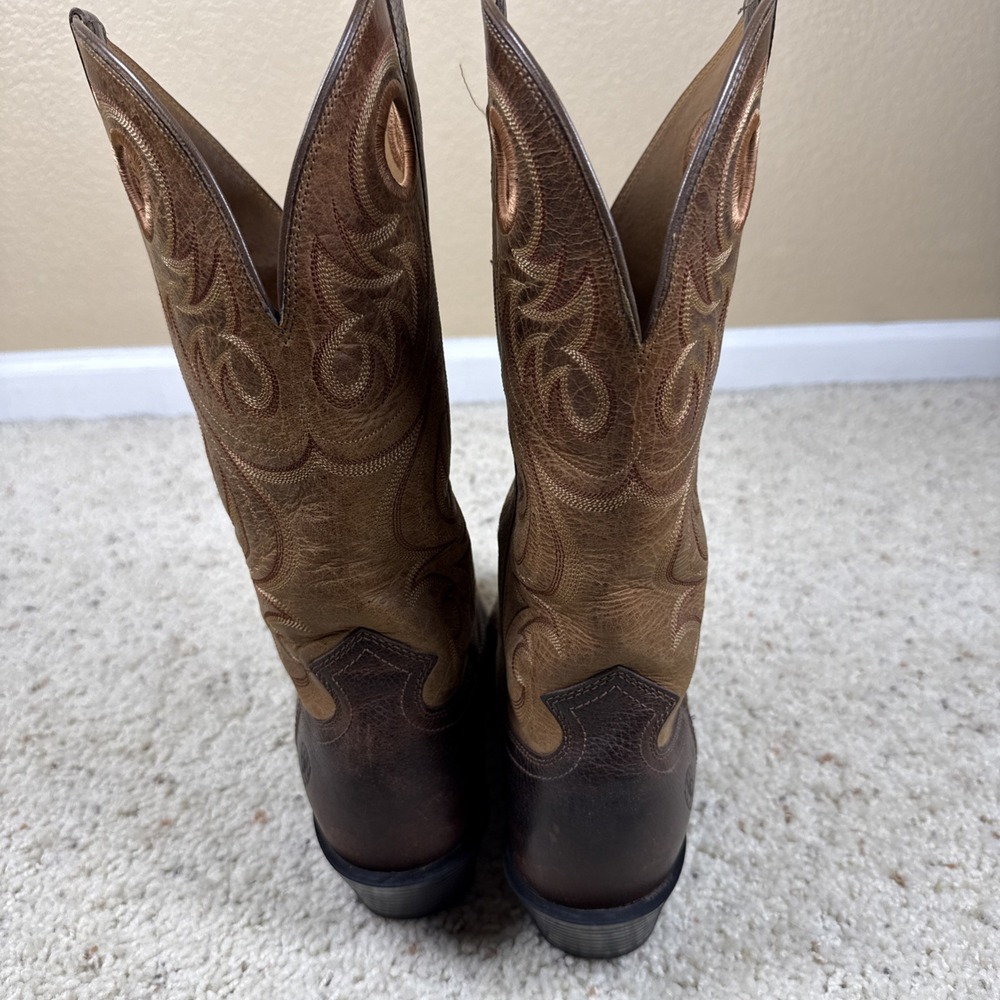 Ariat Cowboy Boots Brown Leather Square Toe Mens 10.5 D Style 10014025 EUC - Picture 4 of 9